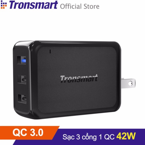 Sạc TRONSMART W3PTA 3 cổng 42w Quick Charge 3.0 (Đen) - Hãng phân phối chính thức