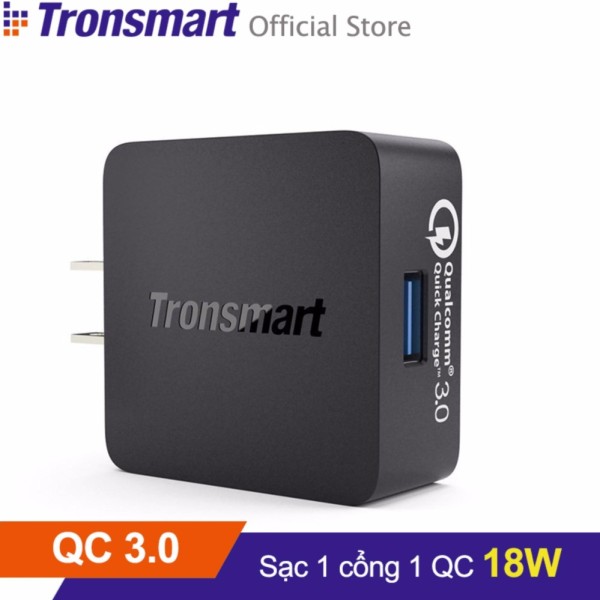 Sạc TRONSMART WC1T 1 cổng 18w Quick Charge 3.0 (Đen) - Hãng phân phối chính thức