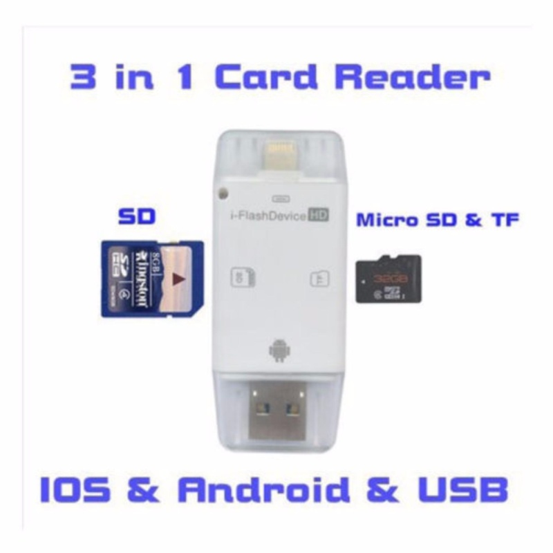 Bảng giá Đầu Đọc Thẻ SD LYBALL 3 trong 1 Thẻ SD Adapter Lightning/Micro USB/usb Hỗ Trợ SD/ micro SD Máy Tính Đầu Đọc Thẻ Nhớ cho iPhone/iPad/Mac/PC/OTG Android (Khả Năng Tương Thích với IOS11) -quốc tế Phong Vũ