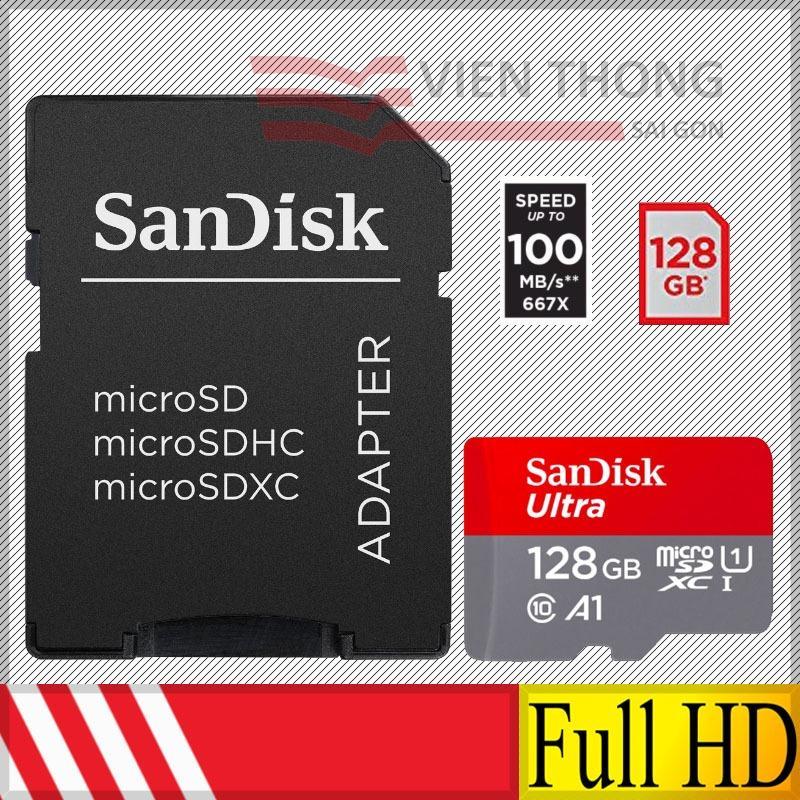 Thẻ nhớ 128GB MicroSDXC 100MB/s Sandisk Ultra Class10 UHS1 + Adapter