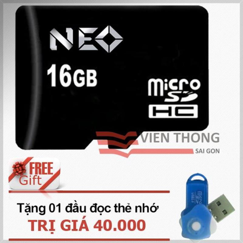 Thẻ nhớ 16GB NEO micro SDHC (Đen) - Chính Hãng + Tặng đầu đọc micro PT