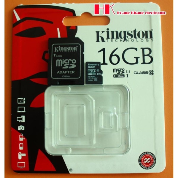 Thẻ nhớ MicroSD Kington 16G PHÂN PHỐI CHÍNH THỨC  (tặng đầu đọc thẻ)