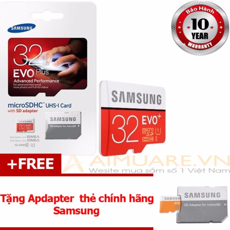 Thẻ nhớ MicroSDHC Samsung EVO Plus 32GB 80MB/s kèm Adapter