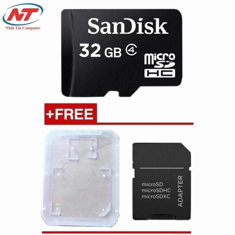 Thẻ nhớ MicroSDHC Sandisk 32GB Class 4 không box + Tặng 01 adapter và 01 hộp thẻ