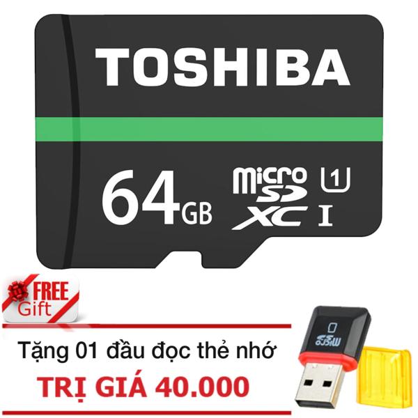 Thẻ nhớ MicroSDHC Toshiba M202 UHS-I U1 64GB 80MB/s (Đen)+đầu đọc thẻ nhớ micro PT