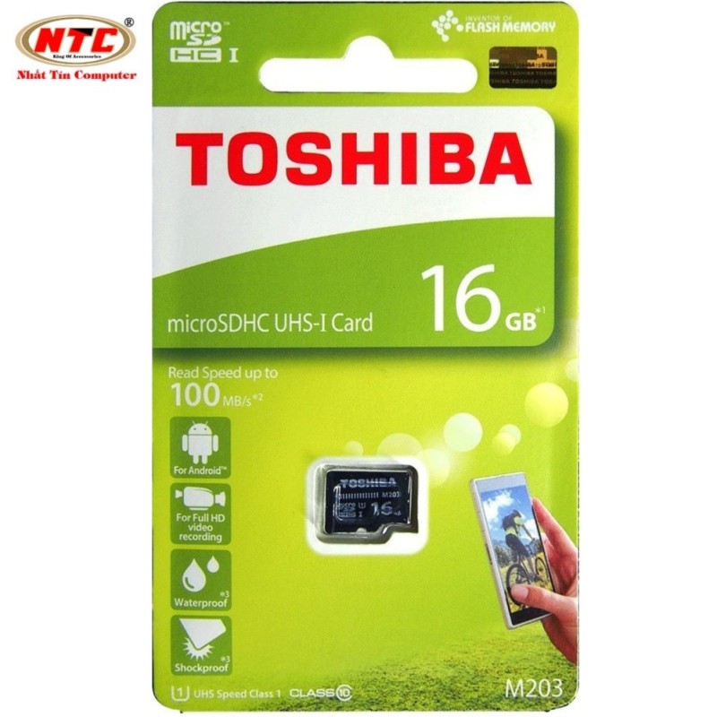 Thẻ nhớ MicroSDHC Toshiba M203 UHS-I U1 16GB 100MB/s - chuyên dành cho camera (Đen)