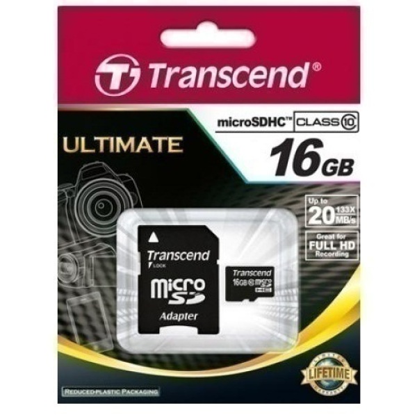 Thẻ nhớ MicroSDHC Transcend Class 10 16GB (Đen)