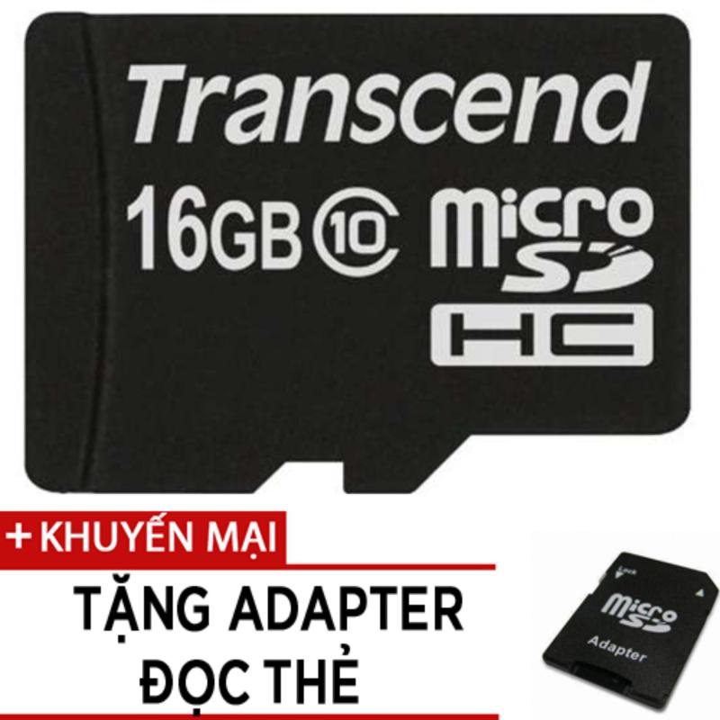 Thẻ Nhớ MicroSDHC Transcend Premium 16GB Class 10 tặng adapter đọc thẻ