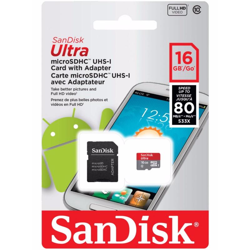 Thẻ nhớ SanDisk Micro SD Ultra 16GB Tốc độ 80MB