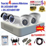 Trọn bộ 4 camera 2.0mp ds-2ce56d0t-irp + ds-2ce16d0t-irp + ds-7104hqhi-k1