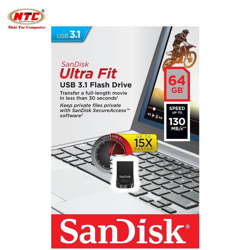 USB 3.1 SanDisk CZ430 Ultra Fit 64GB 130MB/s (Đen) - Nhất Tín Computer