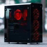Vỏ case máy tính sama Aurora Black - có sẵn 3 fan đỏ