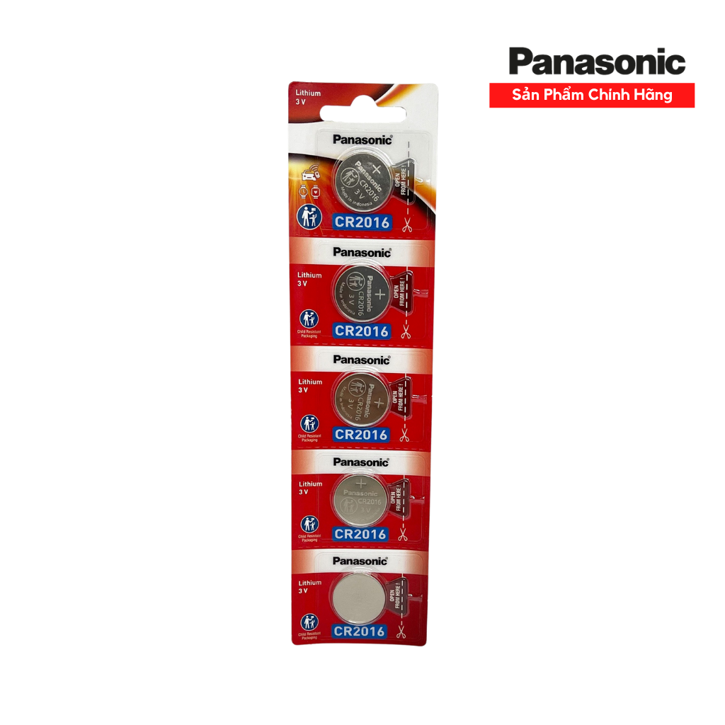 Vỉ 5 Viên CR2016 Panasonic Made In Indonesia 3V