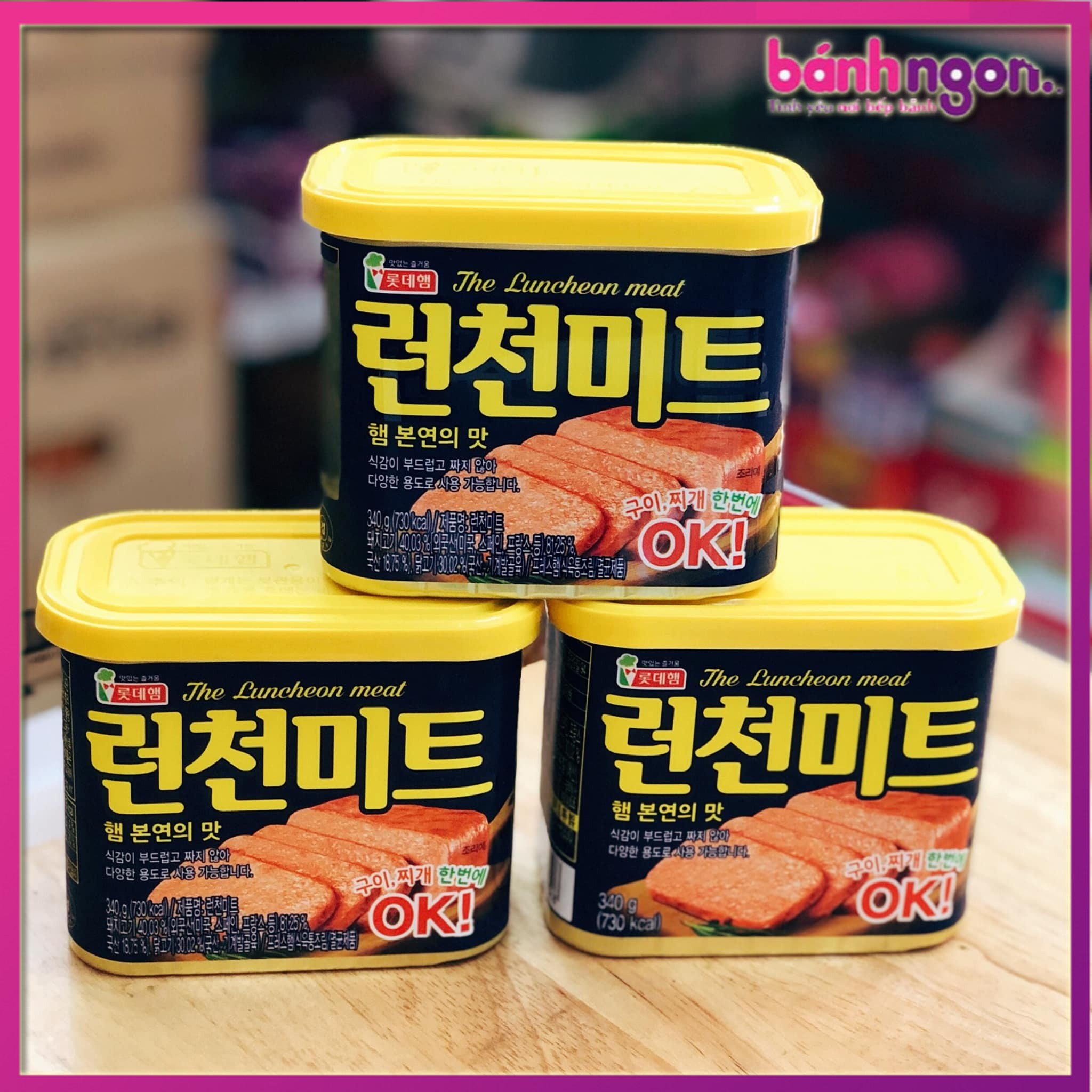 Combo 3 hộp thịt hộp lotte the luncheon meat hàn quốc 340gram - đồ hộp - thực phẩm mang đi - thực phẩm tiện lợi