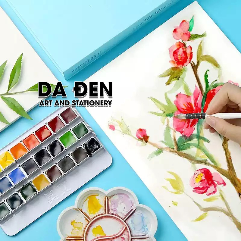 [DA ĐEN] Màu nước OWIN Hộp Sắt 24/36 Màu