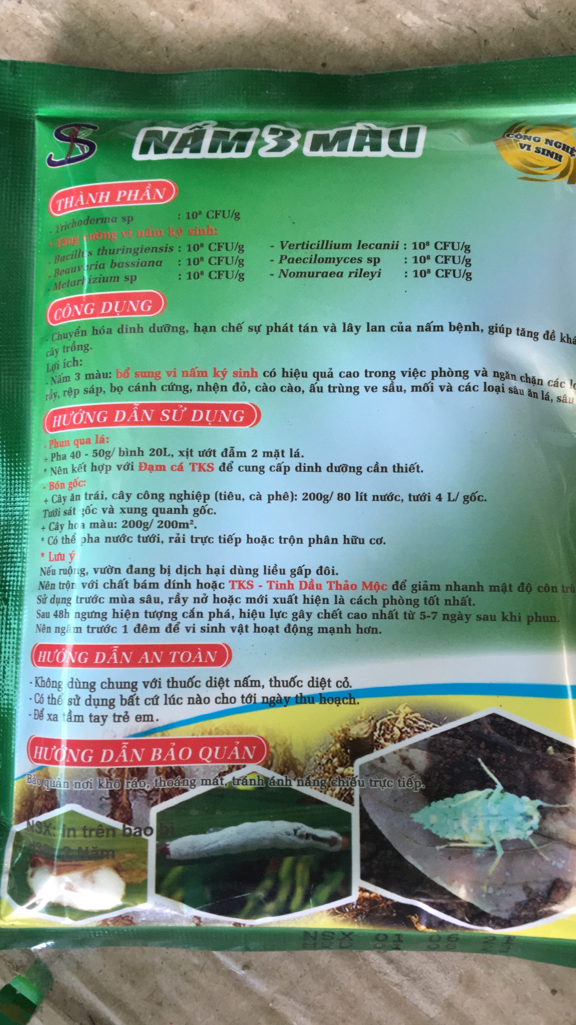 Sản phẩm Nấm 3 màu gói 200 gr dùng trong nông nghiệp