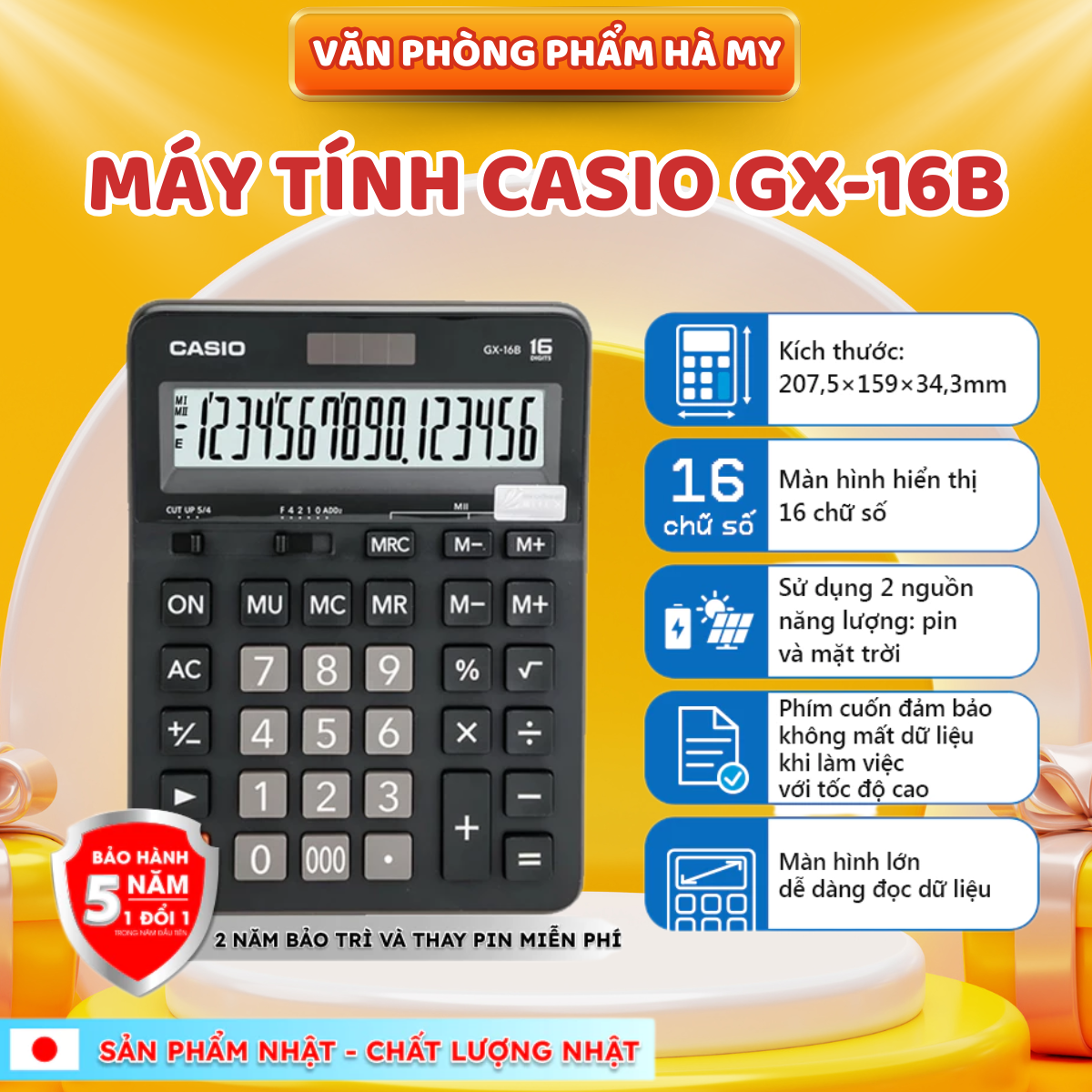 Máy Tính Casio GX-16B Chính Hãng dành cho văn phòng cửa hàng