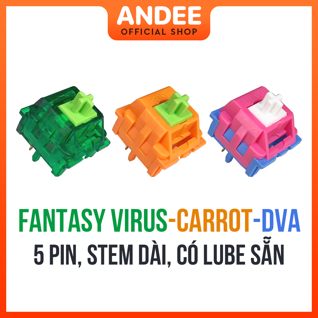 Fantasy Virus Carrot DVA switch bán lẻ công tắc phím cơ 5 pin lò xo 2 đoạn có lube sẵn
