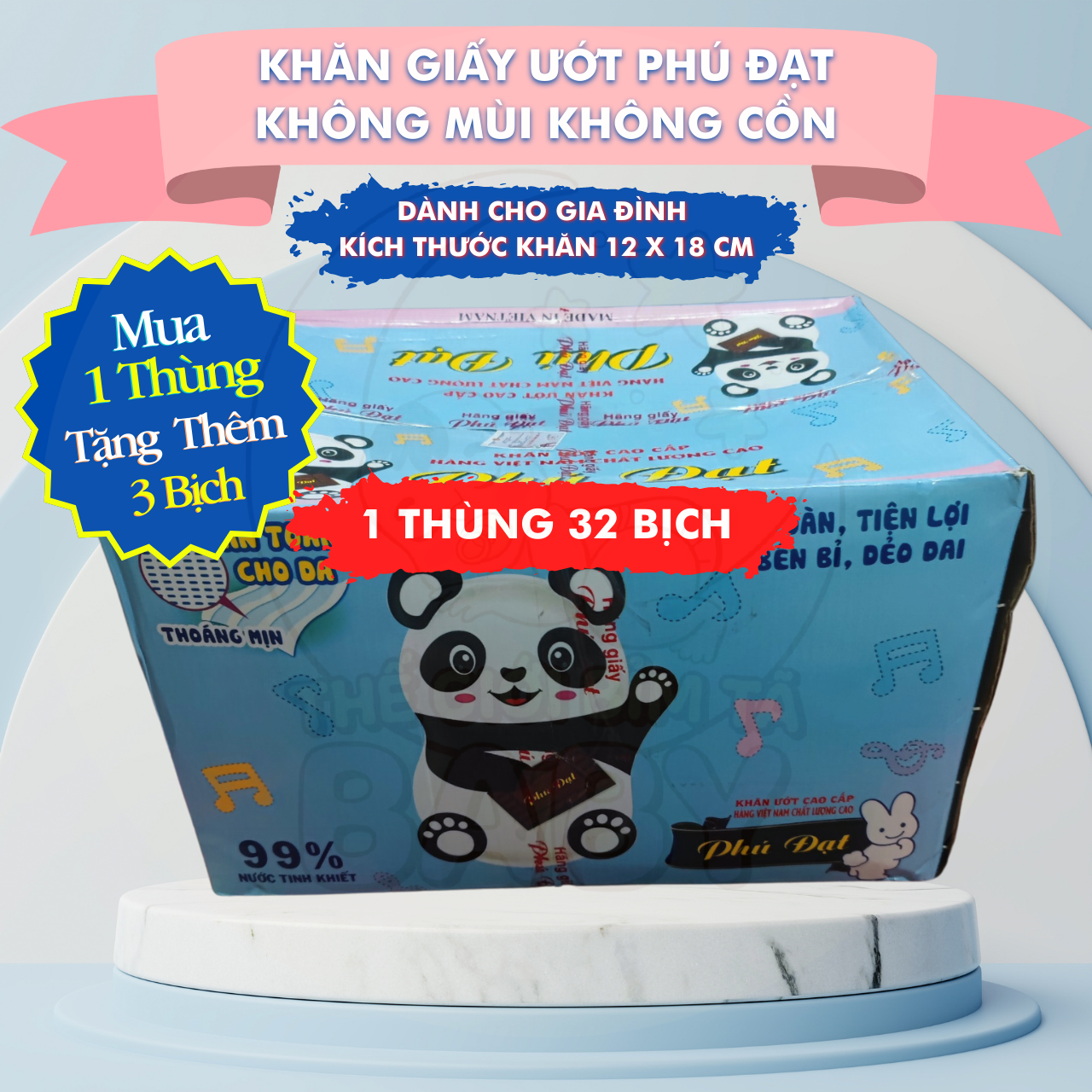 Khăn Ướt Phú Đạt 1 Thùng 32 Gói Nhiều Loại Hàng Chuẩn Chuyên Sỉ