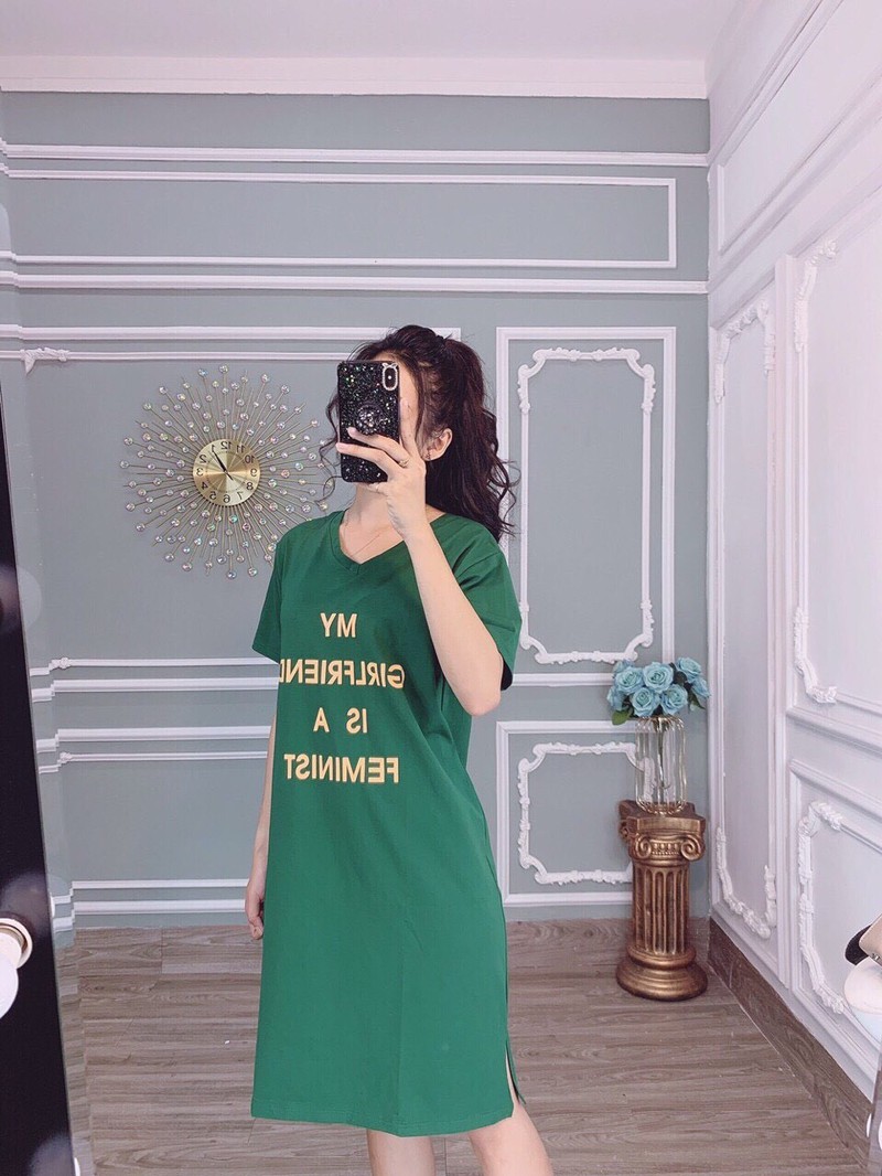 [HCM]ĐẦM SUÔNG COTTON CỔ TIM - MT06