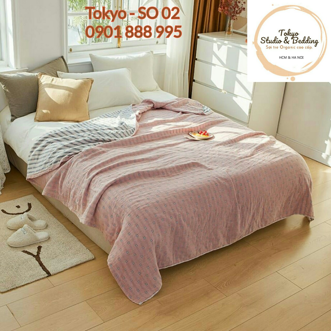 (7)TH Chăn Xô Organic Cotton Dòng Phổ thông/Basic 3 lớp