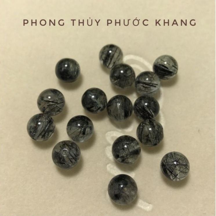 1 Hạt đá rời thạch anh tóc đen size 10 li