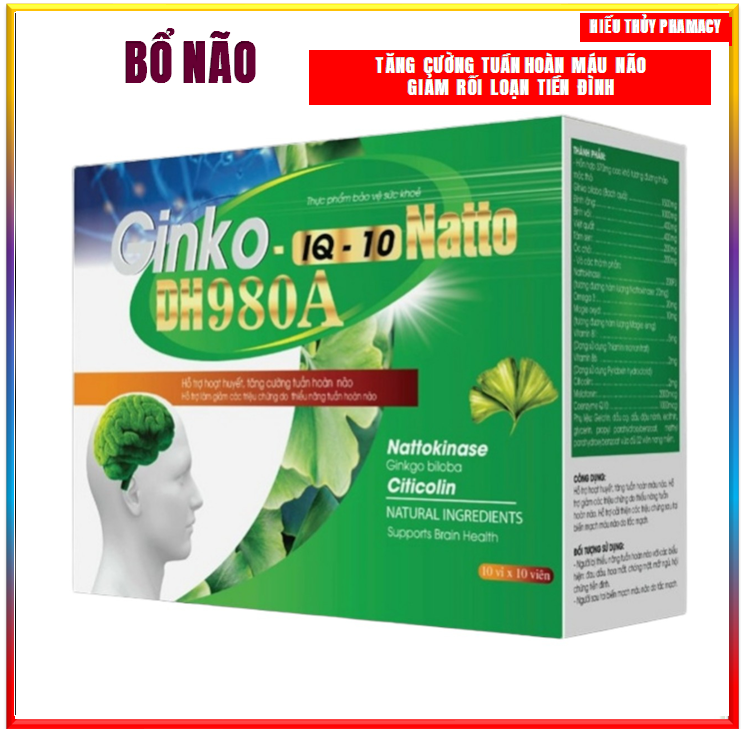 Viên Uống Bổ Não Ginko IQ -10 Natto , Thành Phần Ginkgo Biloba 1500mg