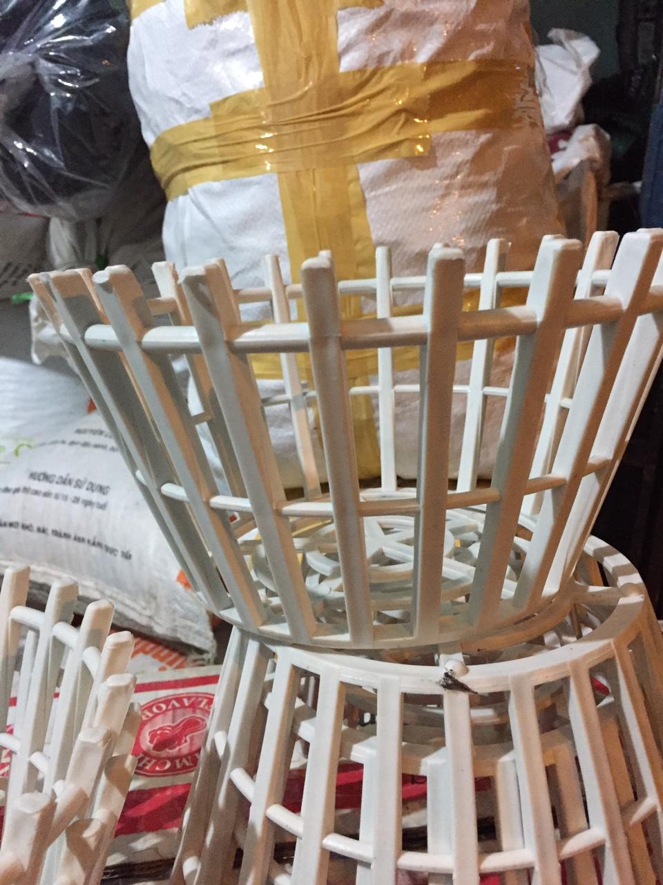 Combo 10 chậu nhựa giả gỗ phi 25 cm màu trắng