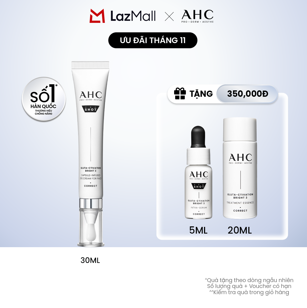 Kem mắt cho mặt mờ nám sáng da PROSHOT GLUTA-CTIVATION BRIGHT 3 AHC 30ML - Hình ảnh 7