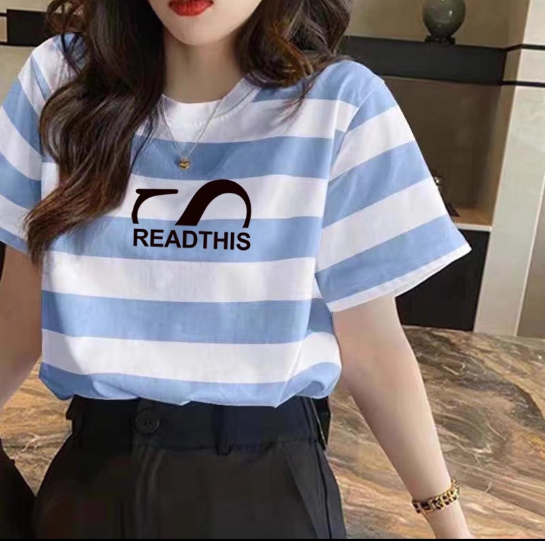 Áo thun kẻ sọc ngang chữ readthis t044