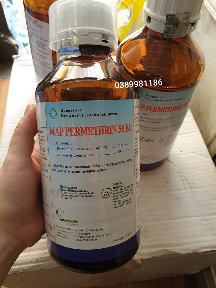 Thuốc diệt muỗi Permethrin 50EC nhập khẩu nguyên chai(1 lít)