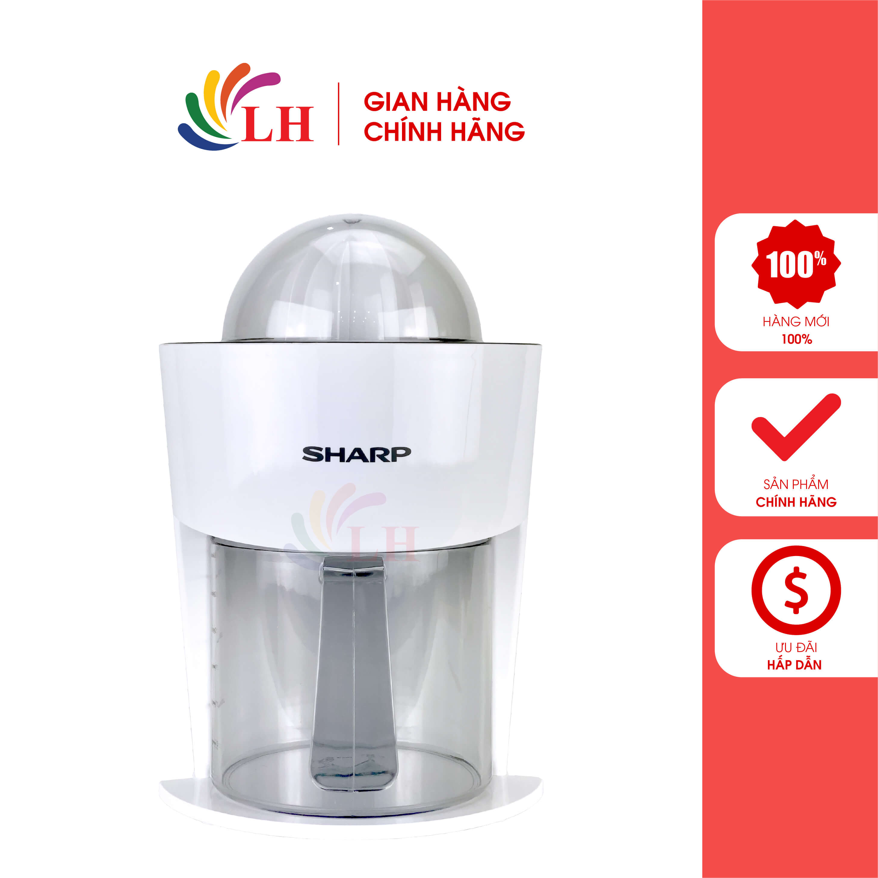 Máy vắt cam Sharp 0.85 lít EJ-J408-WH - Hàng chính hãng - Chất liệu nhựa, lưỡi dao bằng thép không gỉ, chân đế chống trượt