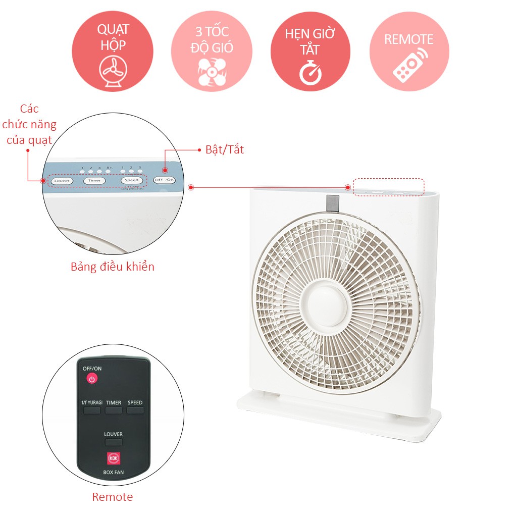 Quạt hộp kdk sd30x- có điều khiển - hàng chính hãng