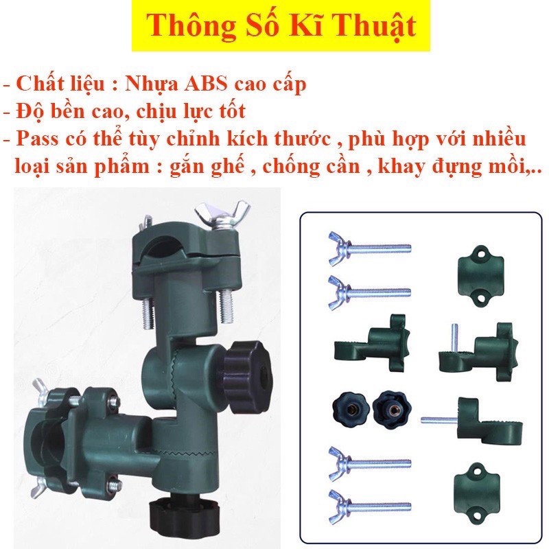 Pat ghế câu đài , pat đa năng gắn ghế câu cá , khay đựng mồi , chống cần