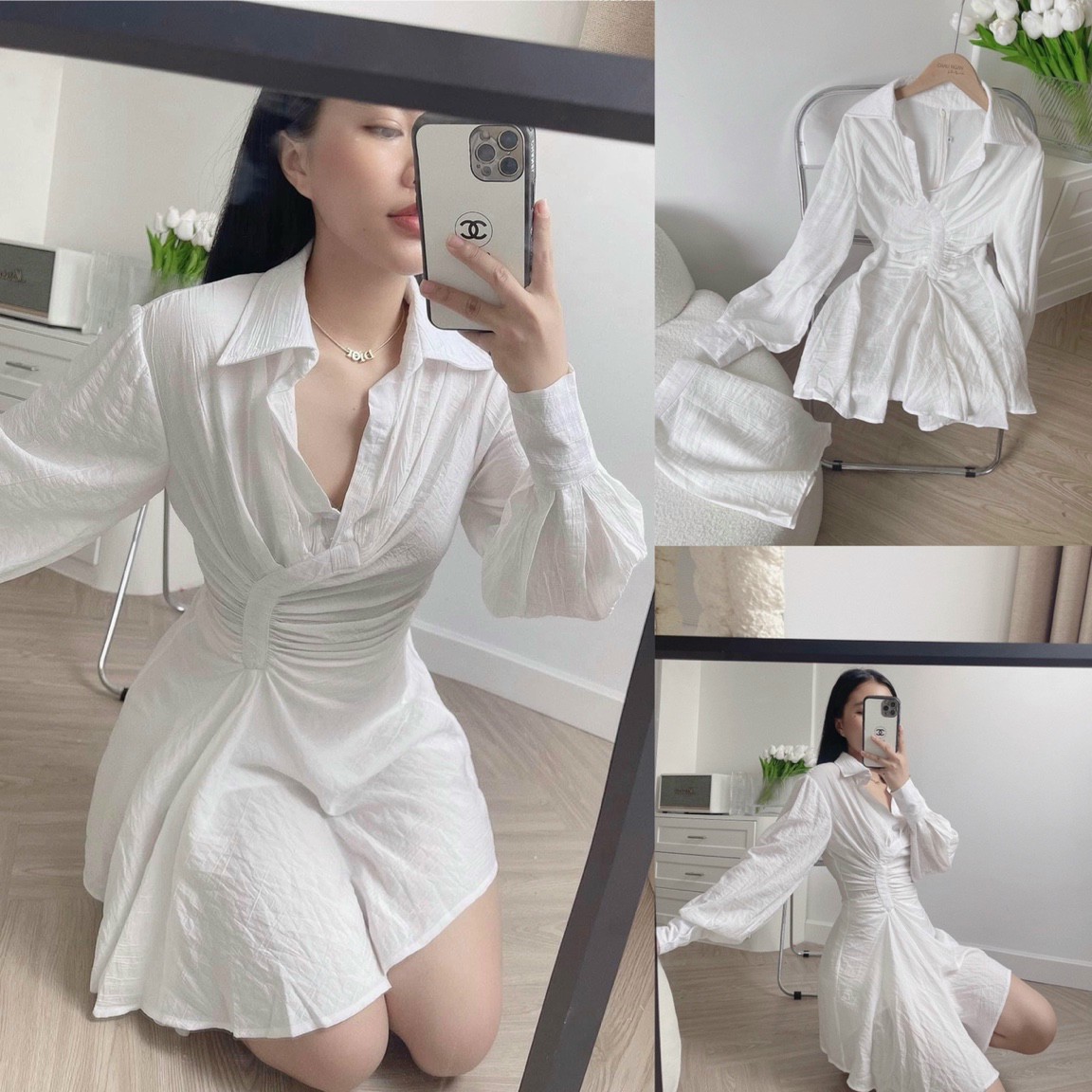 ĐẦM KIỂU CỔ SƠ MI TAY DÀI CAO CẤP