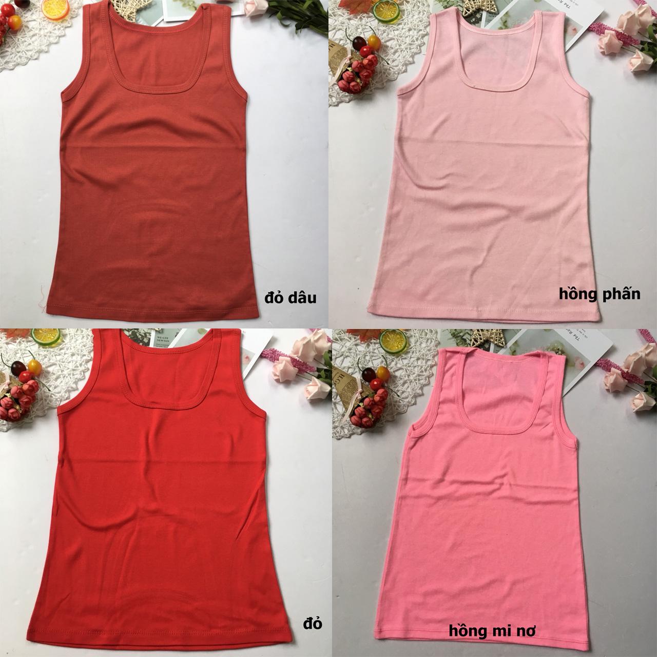 [HCM]Bộ 03 Áo Thun Borip Màu trơn 2 Dây sát nách 3 lỗ Cho Nữ - Bé Gái Lớn mặc được