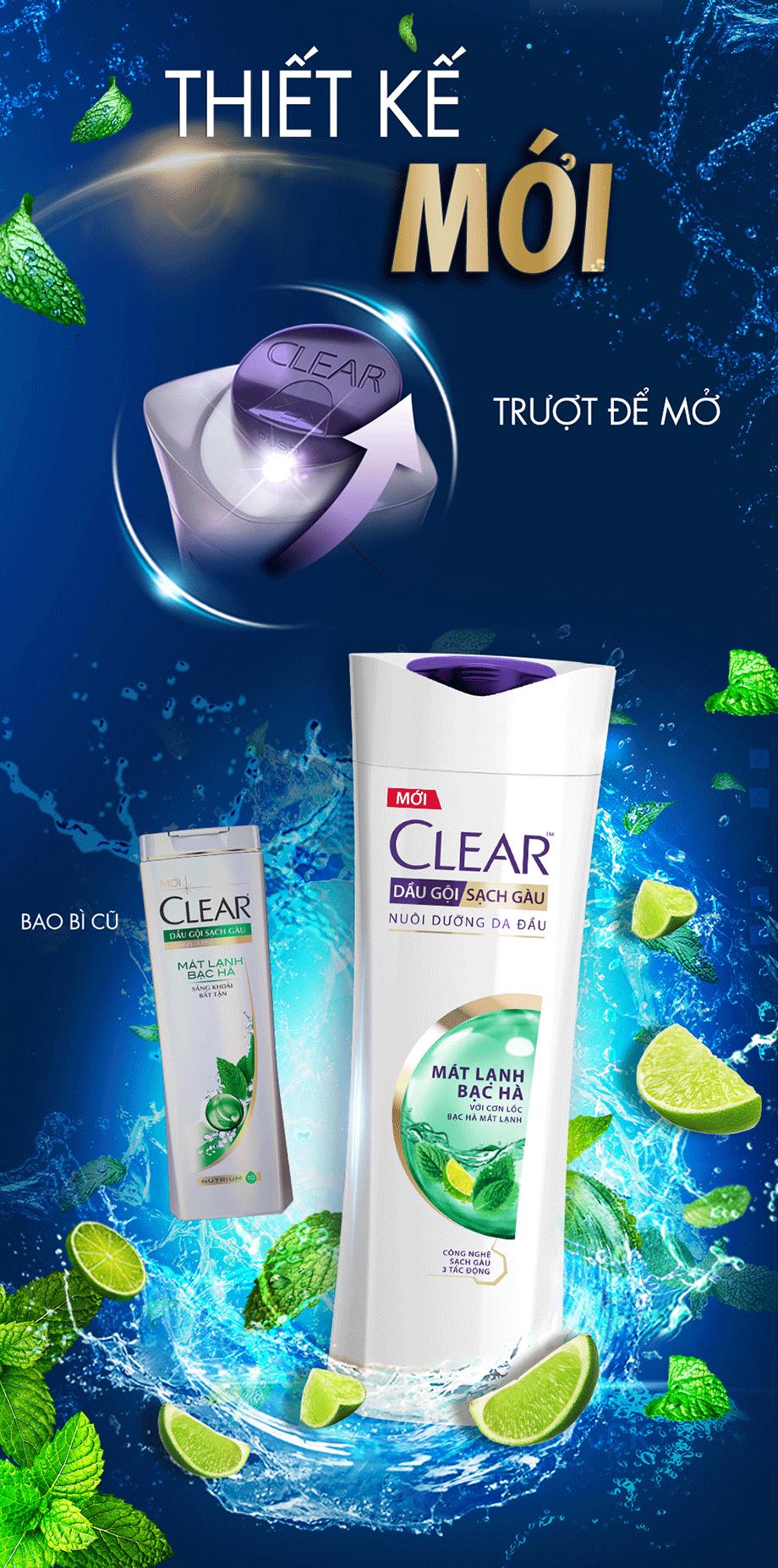 [HCM]CLEAR Dầu Gội Mát Lạnh Bạc Hà 630g