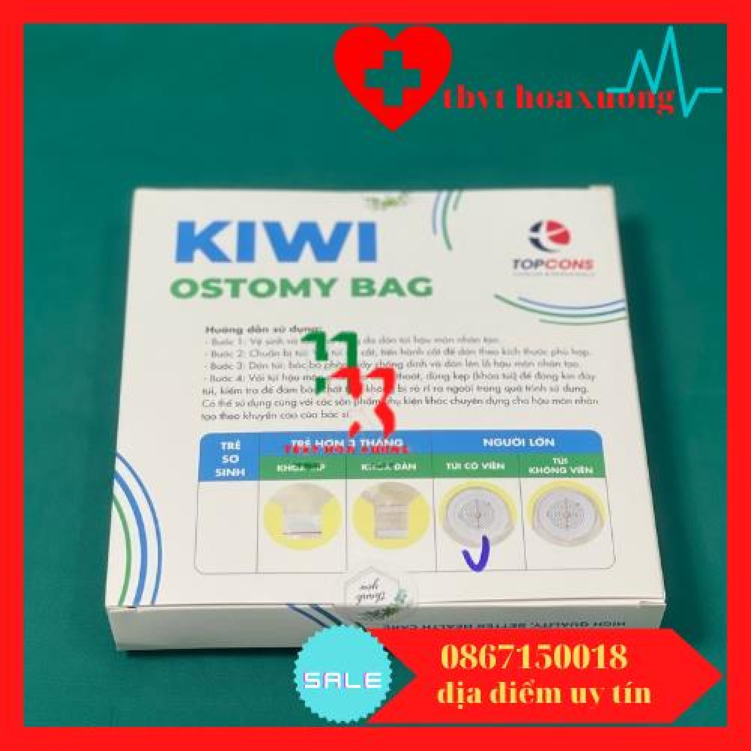 (siêu rẻ)Combo 10 túi hậu môn nhân tạo Kiwi