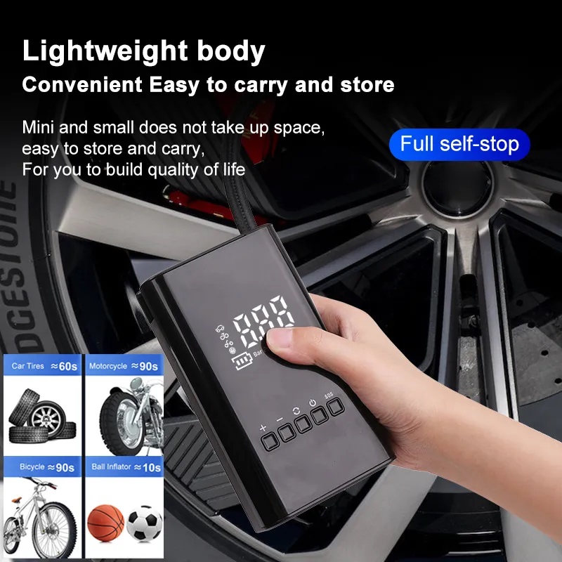 Máy Nén Khí Xe Hơi - Bơm Xe Máy Không Dây Đa Năng L3024 60w Có Đèn Cổng USB Sạc Điện Thoại, Bơm Hơi Mini Thiết Kế Hiện Đại Gọn Nhẹ, Dễ Dàng Bơm hơi Ô tô, xe máy chuyên dụng Mang Theo, Không Cồng Kềnh，Bơm mini giá rẻ.
