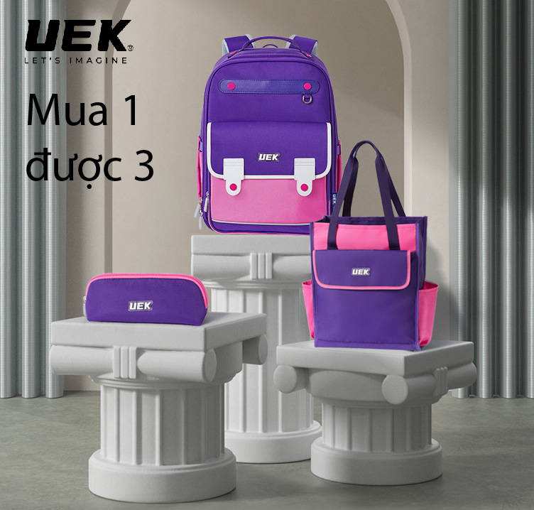 Balo Chống Gù UEK Siêu Nhẹ Chống Bám Bẩn Chống Thấm Nước Tặng Kèm Túi Xách Học Thêm Balo Học Sinh Cặp Sách Chống Gù