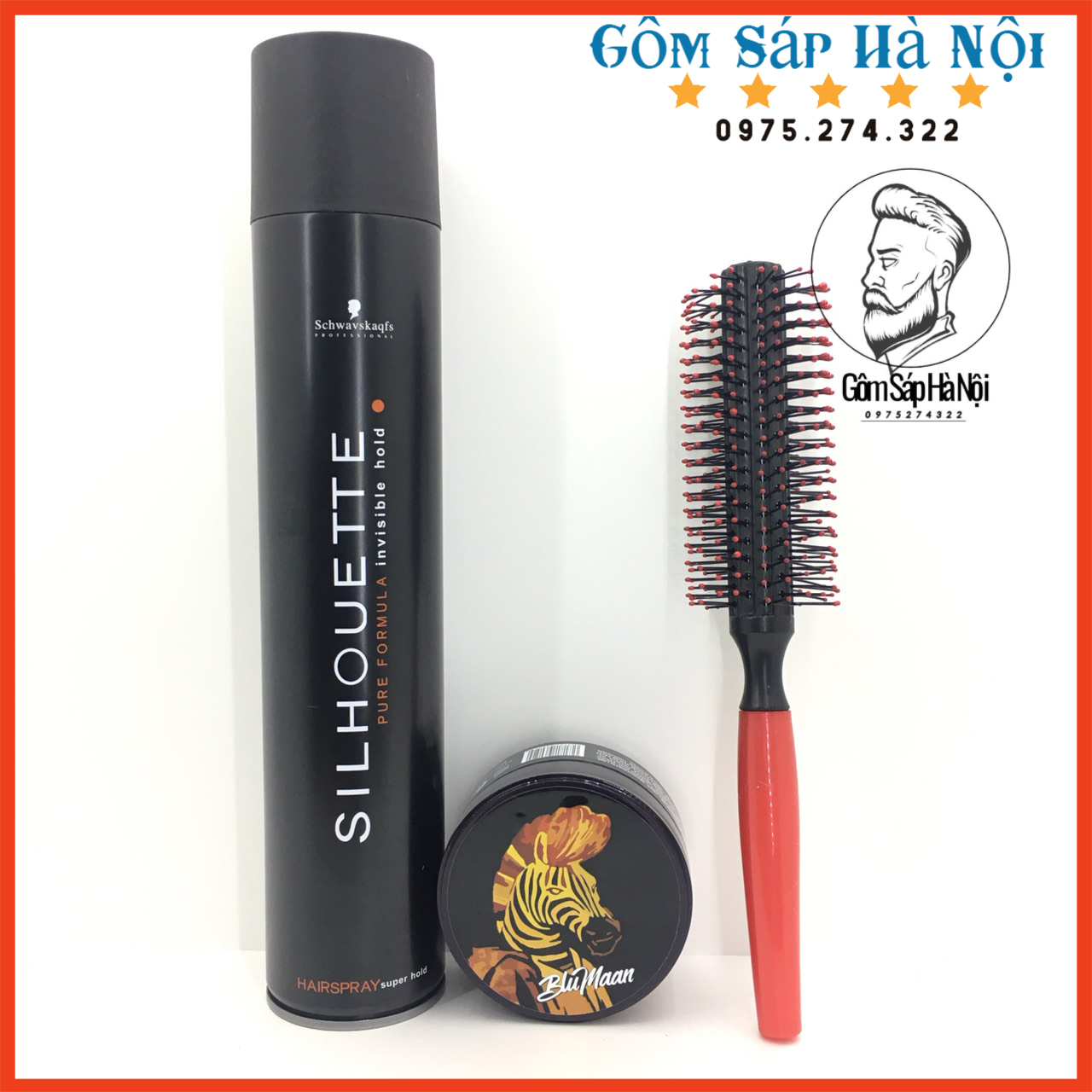 Combo Gôm Xịt Tóc Silhouette 400ML + Sáp Vuốt Tóc Nam BluMaan Cavalier Heavy Clay Ngựa