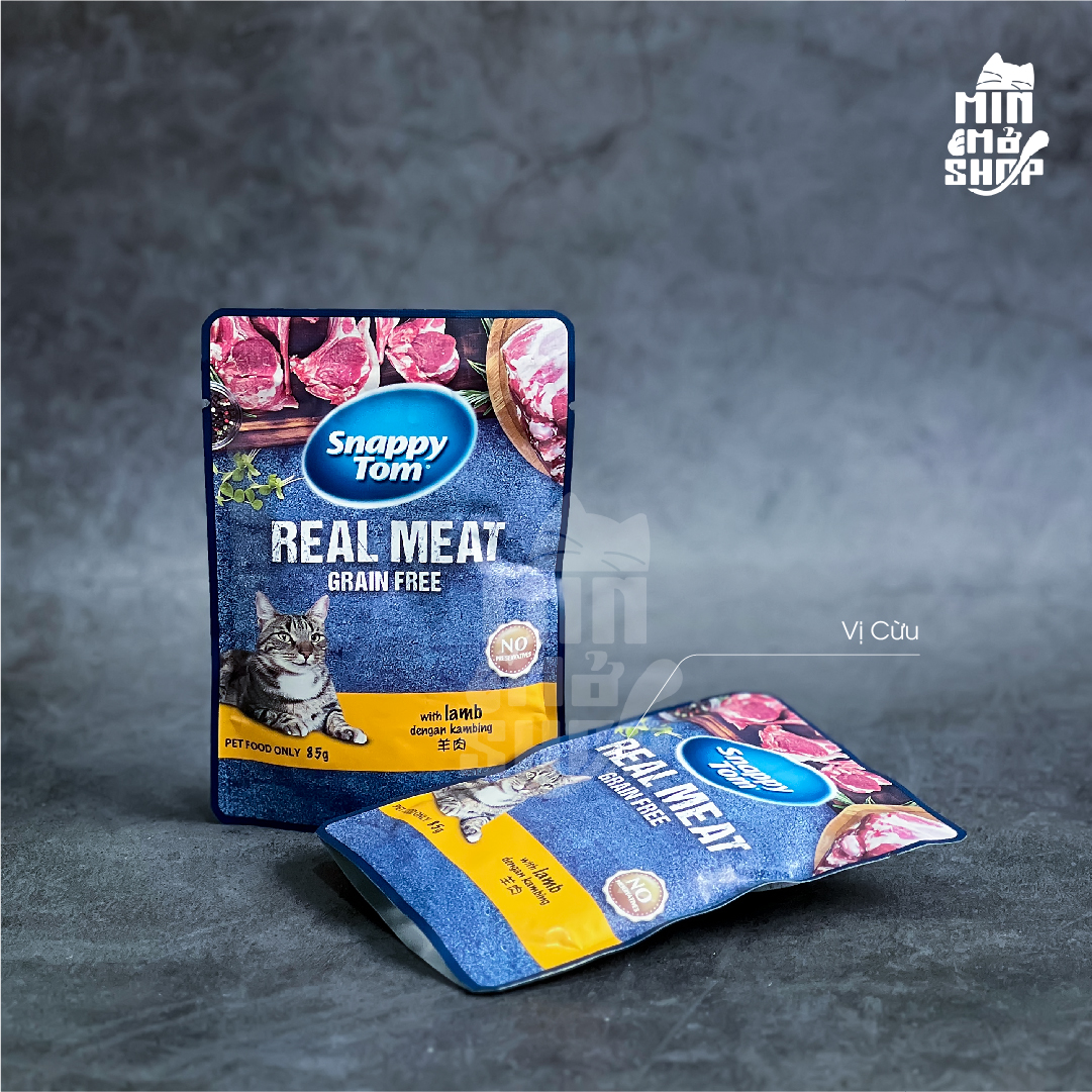 Pate Snappy Tom cho mèo gói 85g Real Fish & Real Meat