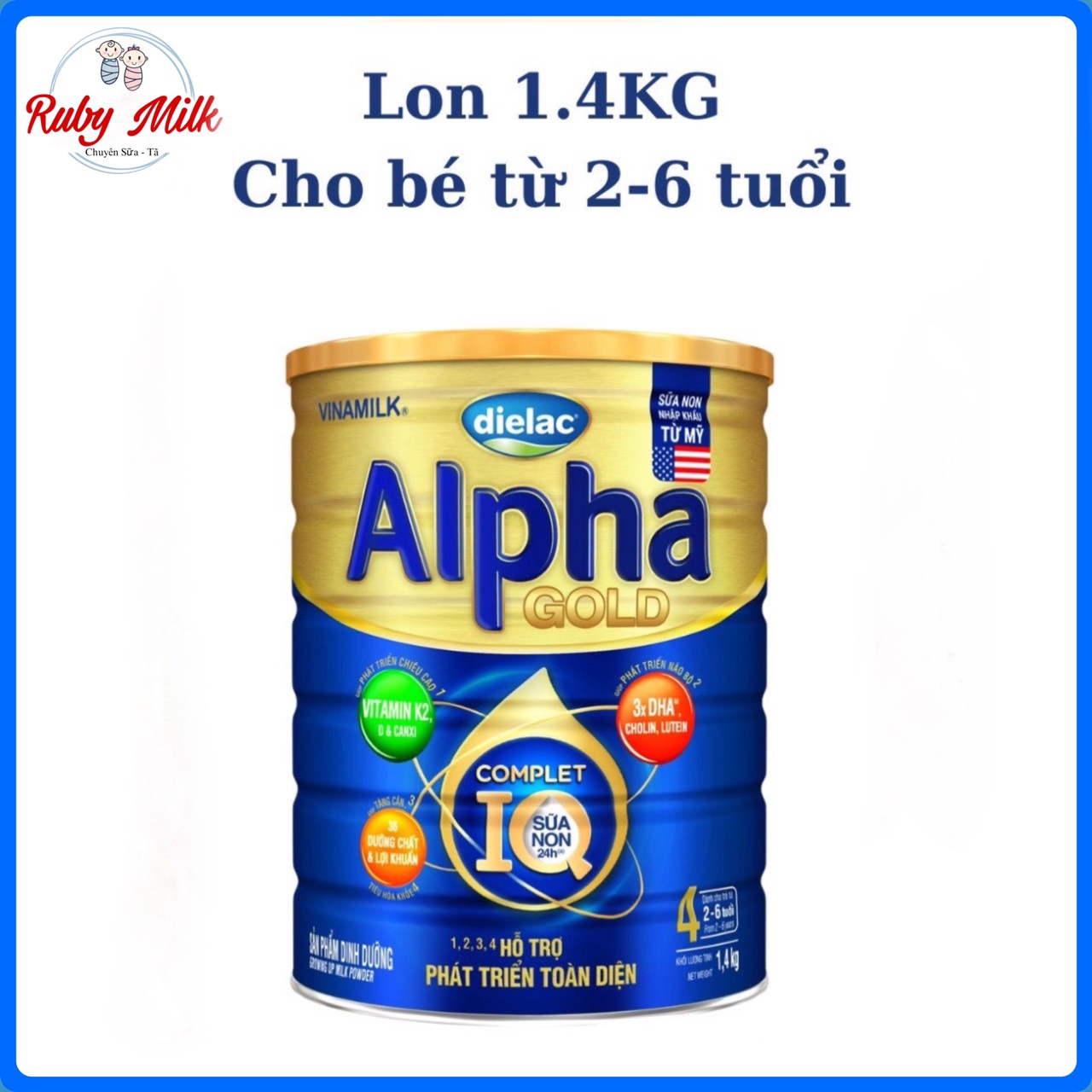 Sữa bột dielac alpha gold 4 lon 1.4kg