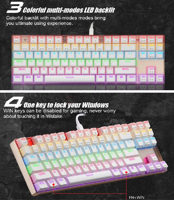 [HCM]Bàn phím cơ Motospeed K87 TKL Rainbow Gaming Keyboard