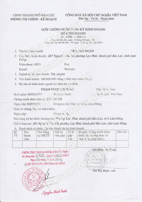 2 GÓI TRÀ SÂM DỨA TÚI LỌC & BẢO NGÂN