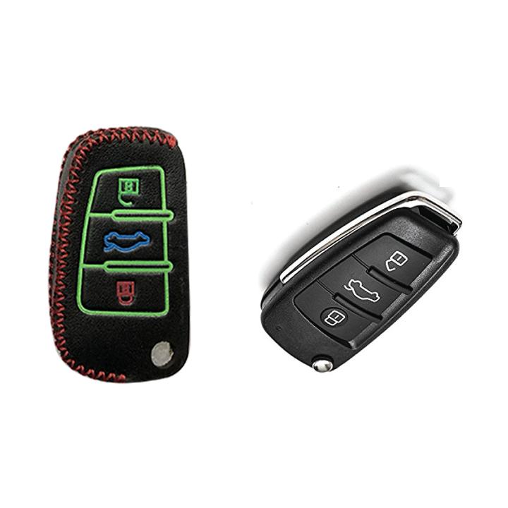 Bao da chìa khóa ô tô, xe hơi Audi-A phản quang cao cấp dùng cho xe Audi A8, A6, A4, A2, TT, Q7