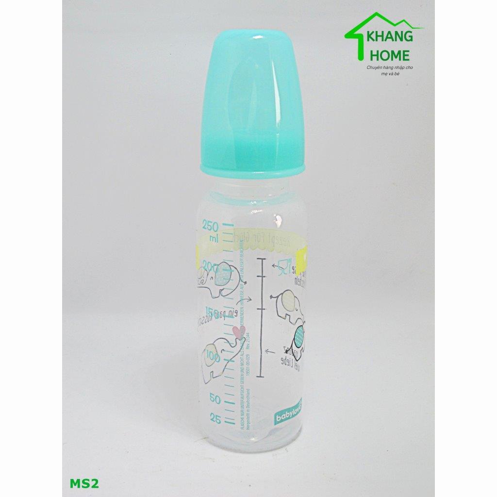 BÌNH SỮA CỔ HẸP 250ML BABYLOVE (NÚM SIZE M - DÀNH CHO TRẺ 0-6 THÁNG)