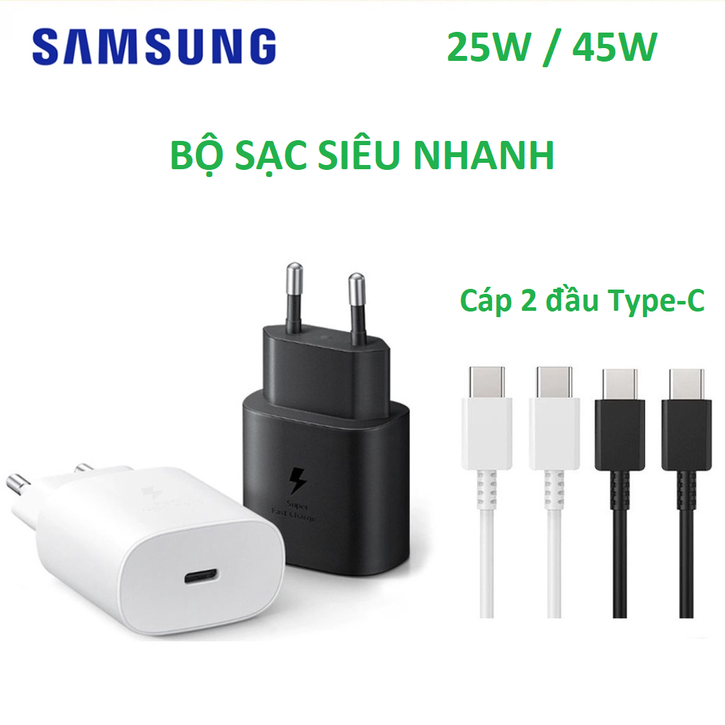Bộ sạc nhanh 25w 45w type c dành cho samsung galaxy note 10 / a70 / a70s / a90 / a80 / và note 10 plus / s23 5g