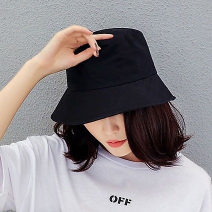 Mũ bucket đen trơn