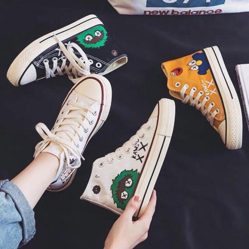 Giày thể thao nữ cao cổ hình đáng yêu - giày nữ sneaker giầy bata trắng đen vàng đi học thời trang ullzang hàn quốc giá rẻ dưới 100k đẹp hot 2020 giá rẻ